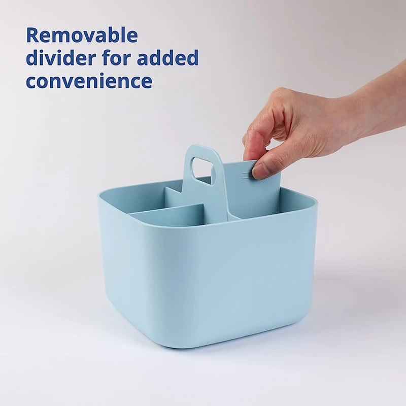 Многоцелевой органайзер - штабелируемая пластиковая сумка для рукоделия с ручкой, для чистки стола, синий Изображение 3