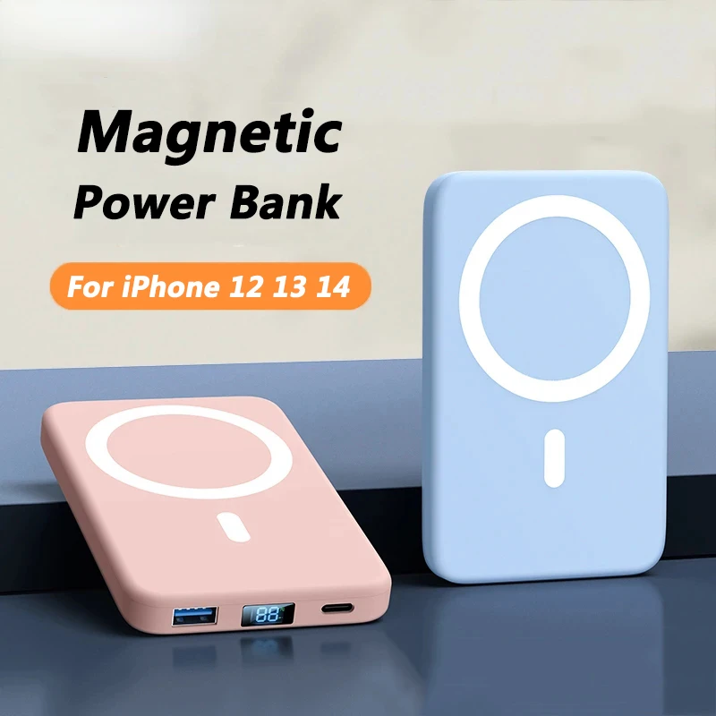 Магнитный беспроводной блок питания 10000mAh Macsafe Внешний вспомогательный аккумулятор Портативный блок питания для iPhone 12 13 14 15 Зарядное устройство Apple Изображение 0