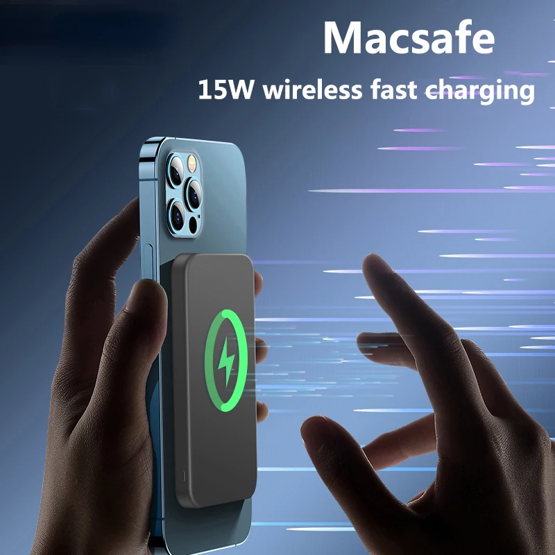 Магнитный беспроводной блок питания 10000mAh Macsafe Внешний вспомогательный аккумулятор Портативный блок питания для iPhone 12 13 14 15 Зарядное устройство Apple Изображение 1