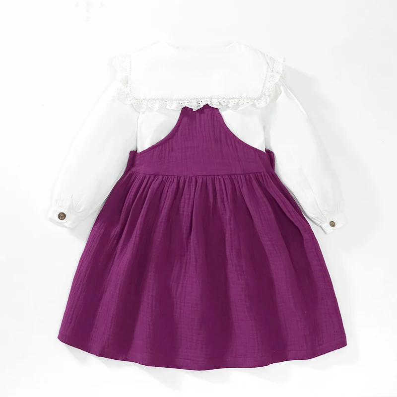 Little maven / комплекты одежды для маленьких девочек, детская одежда, осенне-весенняя детская одежда, хлопковая рубашка с цветами + комплект платья Изображение 1