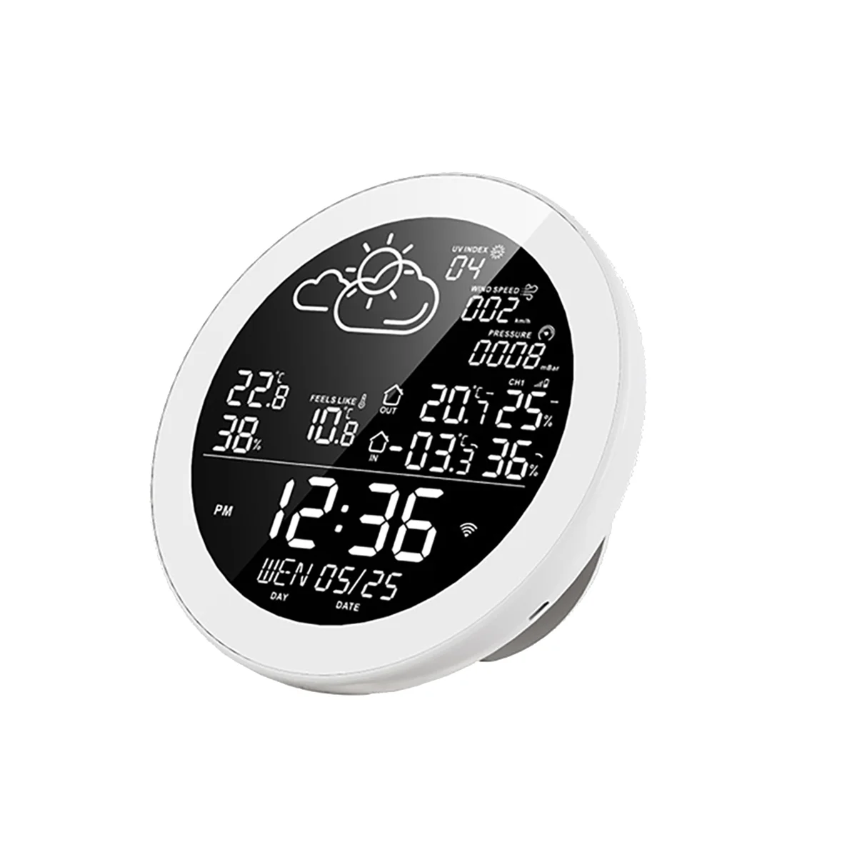 Умная Метеостанция Tuya Wifi с Часами, Измерителями Температуры и Влажности, Цветным Экраном, Датчиком Температуры Погодных Часов-US Plug Изображение 0