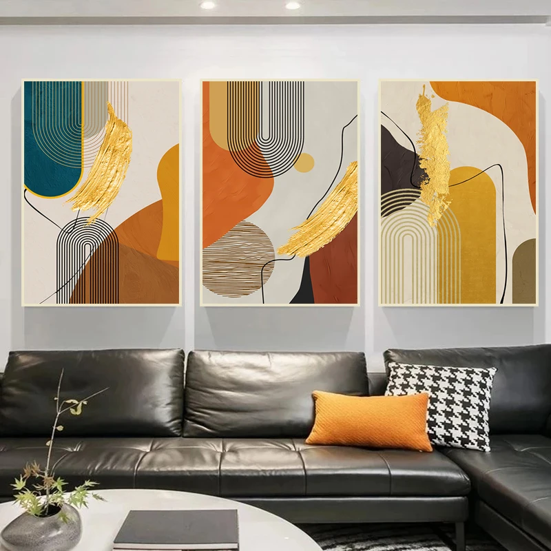 Золотая роскошная абстрактная линия, холст, картины на стену в скандинавском стиле для гостиной, Современный домашний декор, 3ШТ 50X70 отпечатков плакатов Изображение 0