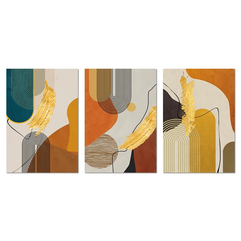 Золотая роскошная абстрактная линия, холст, картины на стену в скандинавском стиле для гостиной, Современный домашний декор, 3ШТ 50X70 отпечатков плакатов Изображение 4