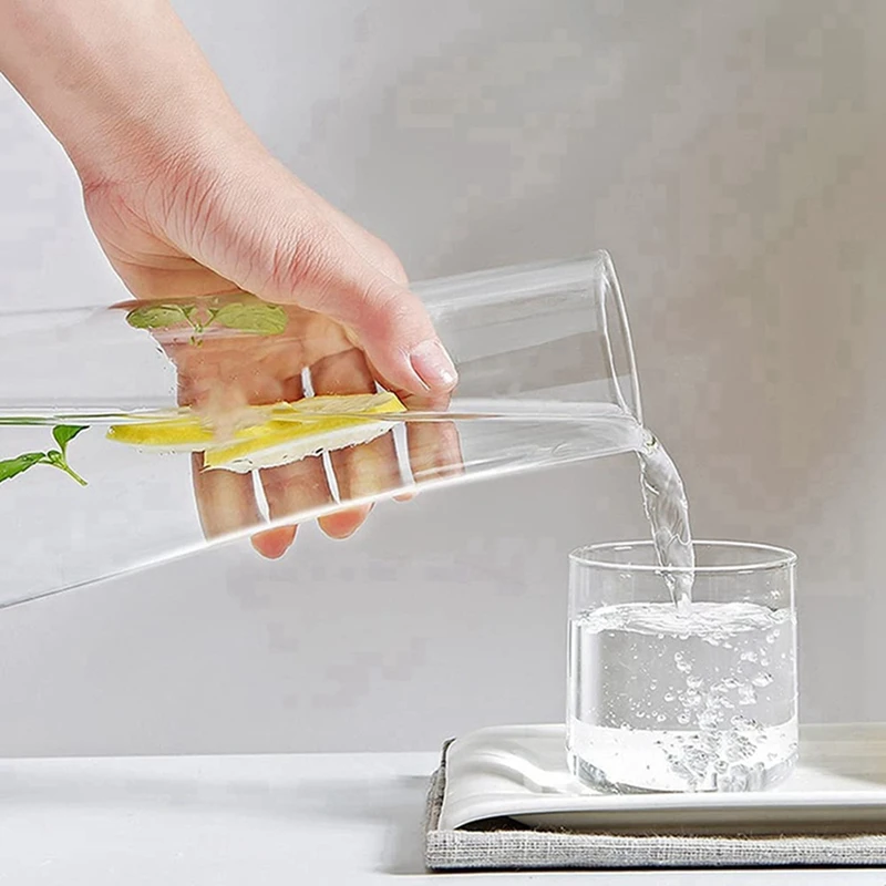 3X Прозрачный прикроватный графин для воды со стеклянным стаканом Для прикроватной тумбочки в спальне, Ночной графин для воды со стеклом, С набором чашек Изображение 1