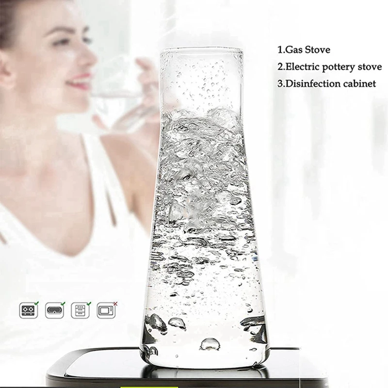 3X Прозрачный прикроватный графин для воды со стеклянным стаканом Для прикроватной тумбочки в спальне, Ночной графин для воды со стеклом, С набором чашек Изображение 4