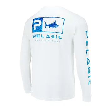 Рубашка для пелагической рыбалки UPF 50 + Футболка Мужская с длинным рукавом, топы с защитой от солнца и ультрафиолета, уличная летняя одежда для рыбалки Camisa De Pesca