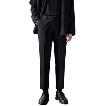 2023 Популярные мужские костюмные брюки, Однотонный Классический Приталенный Прямой крой, деловые брюки со средней талией, повседневная брендовая одежда Y399