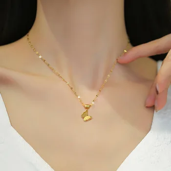 XiaoboACC Женские Минималистичные подвески-бабочки из титановой стали, ожерелья-цепочки, Позолоченные Роскошные ювелирные изделия-чокеры для девочек