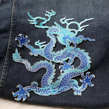 танцующие когти дракона большого РАЗМЕРА, заплатка из ткани в китайском стиле, украшение одежды, исправление отверстий, вышивка, швейные наклейки