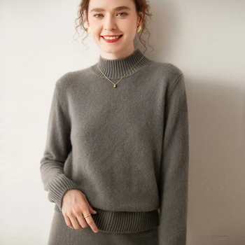 Осень-Зима 2023, Новый 100% Кашемировый вязаный пуловер, Женский Высококачественный утолщенный свитер с длинным рукавом, женский повседневный Свободный джемпер
