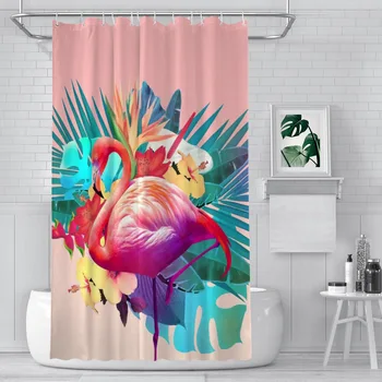 Тропический Фламинго Занавески для душа в ванной комнате Flamingo Boho Водонепроницаемая Перегородка Уникальный Домашний Декор Аксессуары для ванной Комнаты