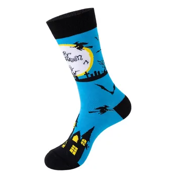 Креативные забавные хлопковые носки из жаккарда на Хэллоуин, нескользящие компрессионные Кальцетины Sokken Высокого качества в стиле Хип-Поп, Удобные Кальцетины из телячьей кожи