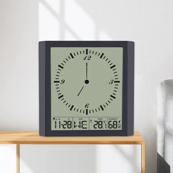 TN-экран высокой четкости, отображающий температуру и влажность в помещении, аналоговые цифровые настенные часы