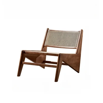 Кресло из ротанга, кресло-кенгуру из массива белого ясеня, диван для отдыха, мебель в стиле Ваби-саби.