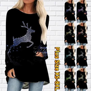Женская модная футболка с длинным рукавом Street Crewneck, топ в простом стиле, осень-зима, пуловер с принтом нового дизайна