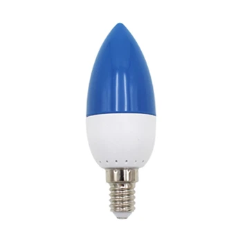 4X Светодиодная лампа E14 с цветным свечным наконечником, цветная свеча, синяя
