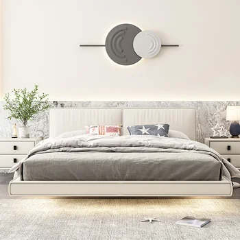 Кожаные кровати Минималистичная мебель для дома Каркас двуспальной кровати для маленькой квартиры 150 Спальный гарнитур в скандинавском стиле