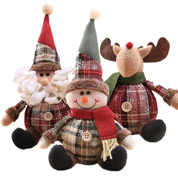 Снеговик Лось Санта Клаус Рождественская Кукла Веселые Рождественские Украшения для Украшения дома Xmas Navidad Noel 2023 С Новым Годом 2024