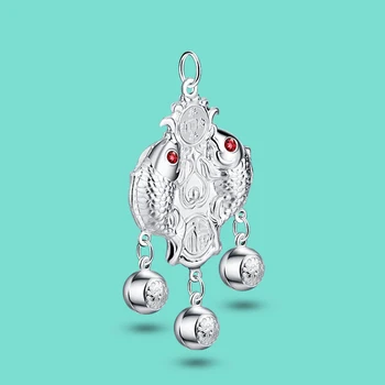 Китайское женское ожерелье из стерлингового серебра 925 пробы, подвеска в виде рыбьего замка Ruyi, цепочка из бисера 6 мм, ретро-шарм, персонализированные новые ювелирные изделия.