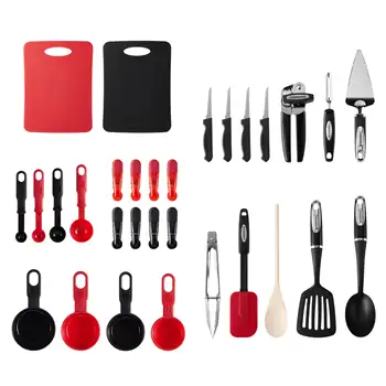 Профессиональный черно-красный набор кухонных инструментов и гаджетов из 30 предметов, стартовый набор кухонных гаджетов для дома