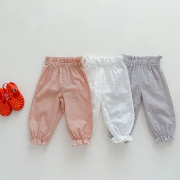 Милые детские штанишки от 0 до 3 лет для новорожденной девочки, однотонные, с эластичной резинкой на талии, свободные брюки для бега трусцой, нижняя одежда, летняя одежда в корейском стиле