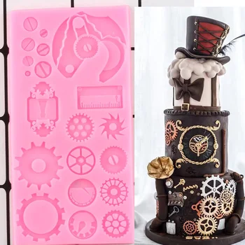 Механические Винтовые шестерни, Силиконовые формы, Топпер для кексов в стиле Стимпанк, Инструменты для украшения торта, глина для конфет, форма для шоколада Gumpaste