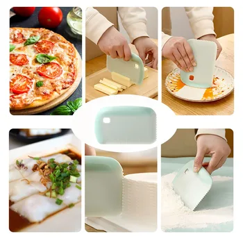 Скребок для выпечки с зазубренными краями Многофункциональные Измерительные Весы Нож Для пиццы Пластиковый Зеленый Скребок для теста
