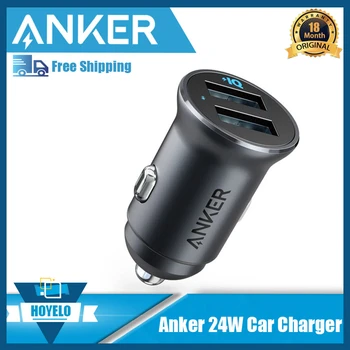 Автомобильное зарядное устройство Anker fast charger Mini 24W 4.8A Металлический автомобильный адаптер PowerDrive 2 из сплава с синим светодиодом