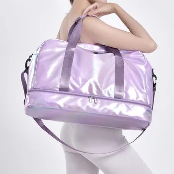 Женская дорожная сумка, сумка большой емкости, сумка через плечо, повседневная сумка для багажа через плечо, спортивная сумка для фитнеса с сухим влажным отделением