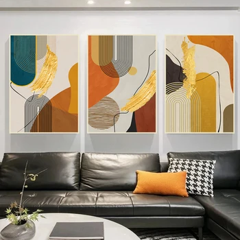 Золотая роскошная абстрактная линия, холст, картины на стену в скандинавском стиле для гостиной, Современный домашний декор, 3ШТ 50X70 отпечатков плакатов