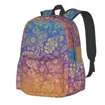 Золотой рюкзак с Пейсли, фиолетово-оранжевый, молодежные дорожные рюкзаки из полиэстера, Мягкие повседневные школьные сумки, рюкзак