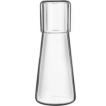 3X Прозрачный прикроватный графин для воды со стеклянным стаканом Для прикроватной тумбочки в спальне, Ночной графин для воды со стеклом, С набором чашек