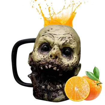 Чашка для воды с головой зомби, смоляная Готическая пивная кружка, пивная кружка с головой зомби на Хэллоуин, фигурка реквизита для вечеринки на Хэллоуин, Кофейная кружка для горячего супа