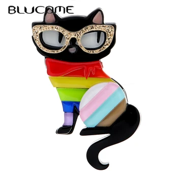 Акриловые броши с милым котом Blucome для женщин, модные украшения из ацетатного волокна в виде животных, высокое качество, новинка 2023 года
