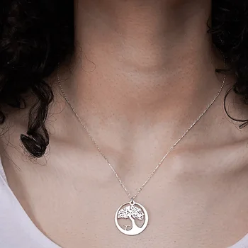 Женское ожерелье из нержавеющей стали, выдалбливающее дерево Жизни, круглые ожерелья с подвесками, модные украшения, подарок на годовщину для подруги