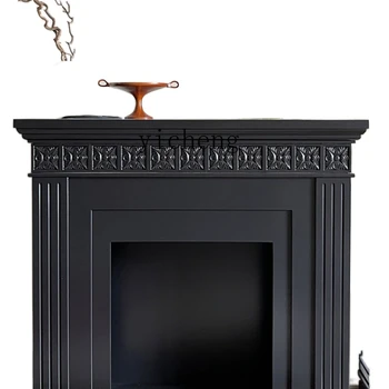 XL Черный Винтажный каминный декоративный шкаф для хранения Американского домашнего крема серии Mid-Ancient Side Cabinet