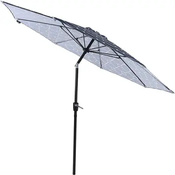продаются 9-футовые уличные зонты для патио, кривошипно-раскрывающиеся и с автоматическим наклоном Рыночные зонты с 8 ребрами жесткости из стекловолокна и полиэстера с принтом
