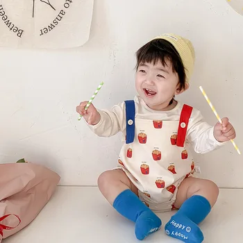 2023 Корейский Весенне-Осенний Комплект одежды из 2 предметов для маленьких мальчиков, Хлопковый топ с длинными рукавами, комбинезон на подтяжках, одежда для маленьких мальчиков