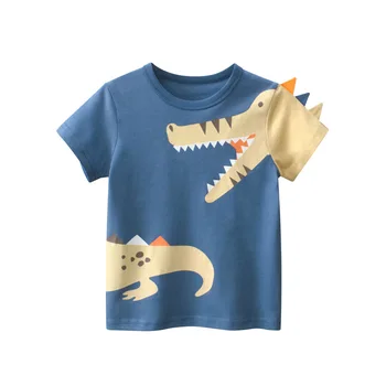 Брендовая Корейская детская одежда 2023, летняя новинка, хлопковая футболка с короткими рукавами для мальчиков и малышей с 3D рисунком из мультфильма