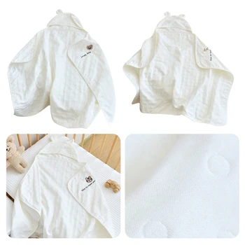 Хлопчатобумажный халат-пончо с капюшоном, 6-слойное одеяло для новорожденных, банное полотенце для активного отдыха в помещении QX2D