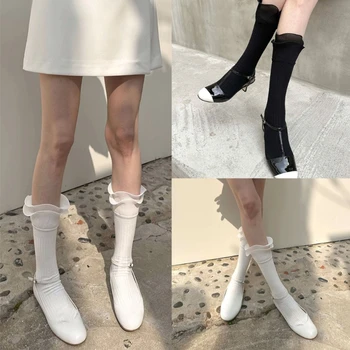 Женские хлопчатобумажные носки, тонкие комфортные дышащие носки для платья, носки выше щиколоток для женщин School Girl