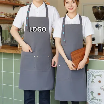 Индивидуальный кухонный фартук с логотипом, Ресторанный фартук, Персонализированный мужской и женский водонепроницаемый нагрудник для выпечки кофе, висящий на шее парикмахера