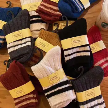 Хит продаж: Осенне-зимние носки-пачки второго поколения, простые универсальные шерстяные носки в полоску, многоцветная упаковка из 10 пар