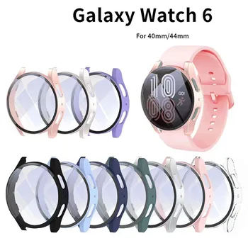 Смарт-часы Чехол ПК + закаленная пленка Встроенная оболочка для Samsung Watch 6 44 мм 40 мм Защита от падения