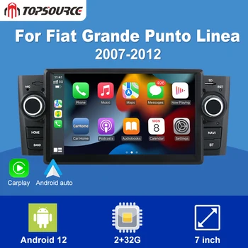 Автомобильный Радиоприемник TOPSOURCE Мультимедиа Для Fiat Grande Punto Linea 2007-2012 Навигация GPS 4-Ядерный Беспроводной Carplay