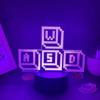 Игровая Клавиатура WASD Неоновая Лавовая Лампа 3D Led Иллюзия Ночных Огней На День Рождения Крутые Подарки Для Друзей Стол В Спальне Красочное Украшение