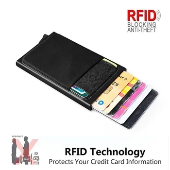 Мужской деловой алюминиевый держатель для удостоверения личности, блокирующий RFID, Тонкий металлический кошелек, портмоне, футляр для кредитных карт, Rfid-кошелек