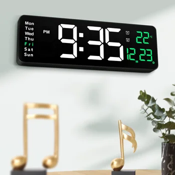 Цифровые настенные часы С большим дисплеем 3d-класс Современная пластиковая температура