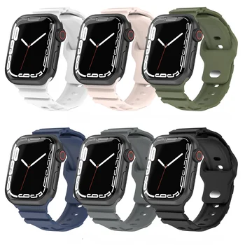 Силиконовый Ремешок для Apple Watch Band 49 мм 45 мм 41 мм Резиновый Браслет 40 мм 44 мм 38 мм 42 мм Для iWatch серии 3 5 6 Se 7 8 Ultra Band