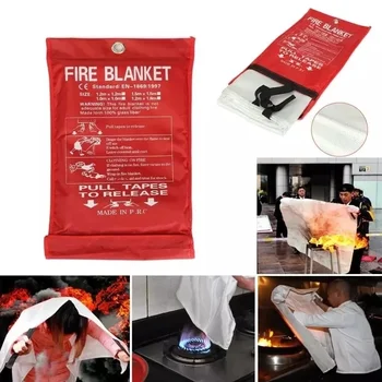 Огнеупорное одеяло 1,5 М x 1,5 М, огнеупорное стекловолокно, огнестойкое, аварийное укрытие для выживания, огнеупорное аварийное одеяло